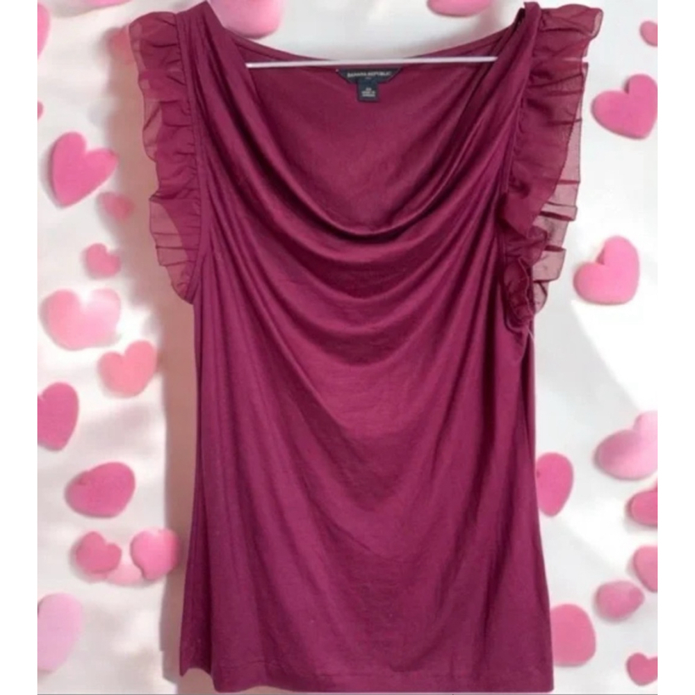 Banana Republic Burgundy Ruffled Sleeveless Blouse XS